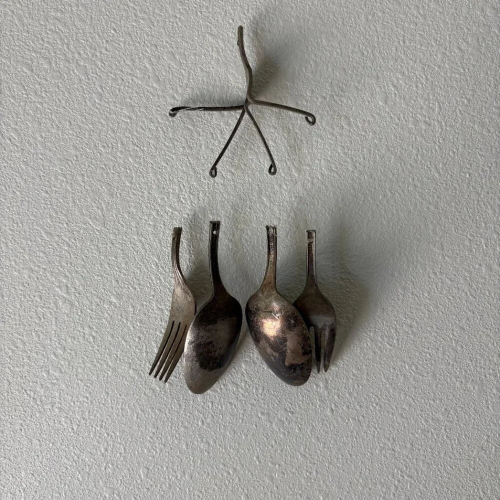 Handmade Silverware Wind Chime Antique Forks Spoons Upcycled Art Foodie Chef